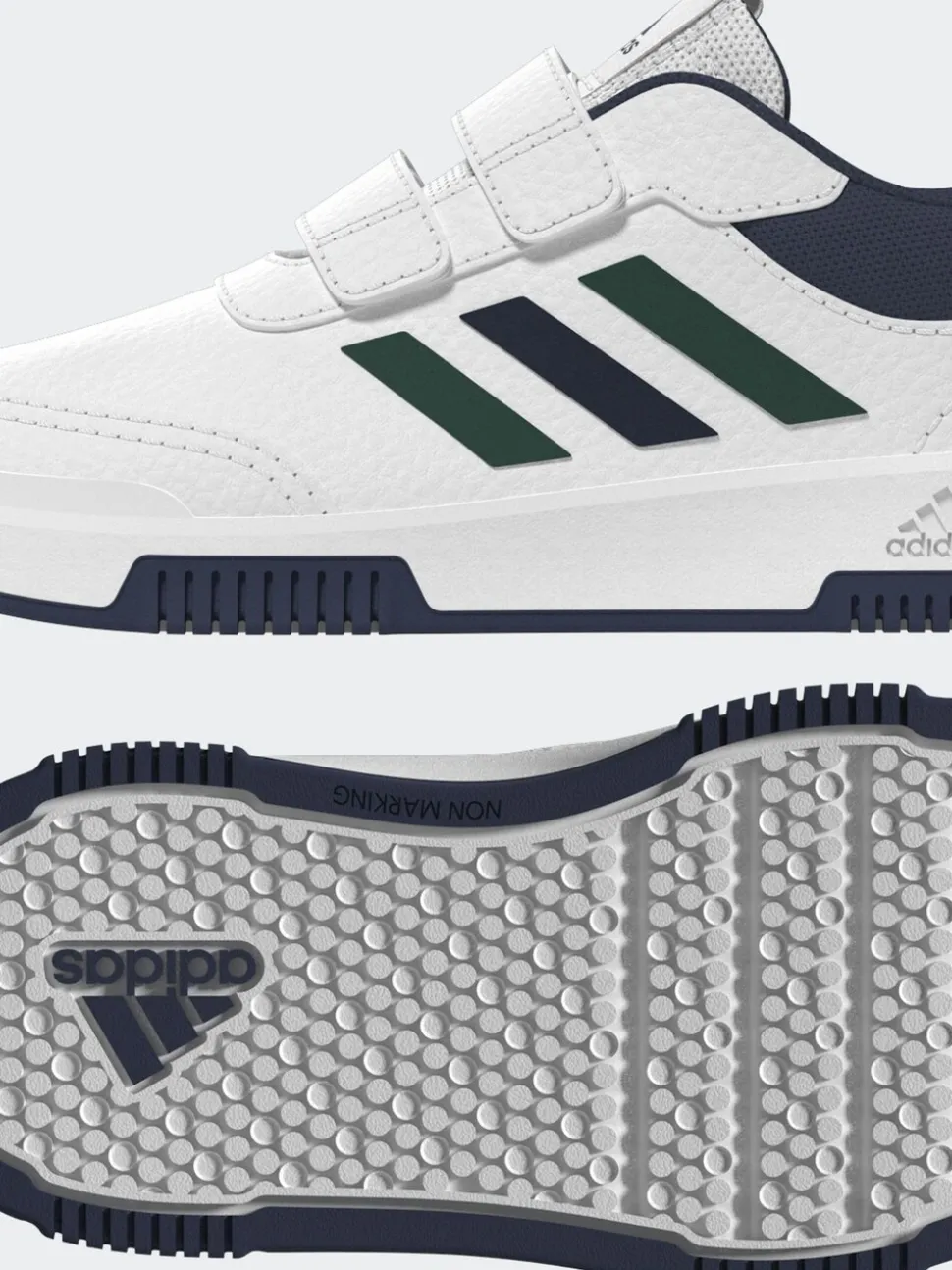 adidas White/Green/Blue Tensaur Hook and Loop Infant Trainers
