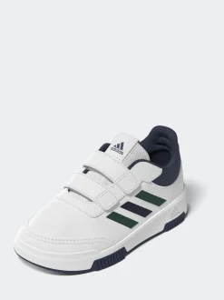 adidas White/Green/Blue Tensaur Hook and Loop Infant Trainers