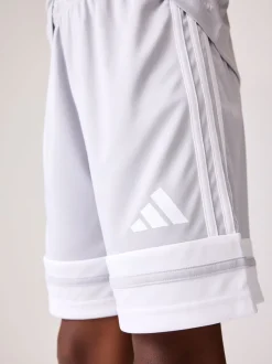 adidas White Grey Squadra 25 Kids Shorts