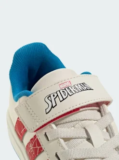 adidas White Marvel Spider-Man Grand Court Shoes
