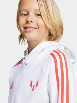 adidas White Messi Hoodie Kids