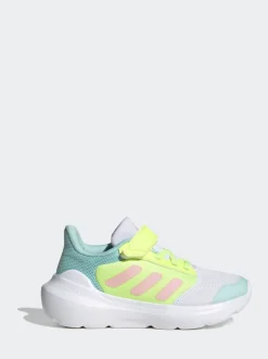 adidas White/Mint/Yellow Tensaur Run 2.0 Hook and Loop Kids Trainers