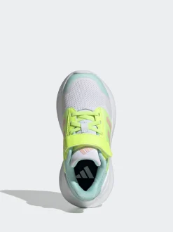 adidas White/Mint/Yellow Tensaur Run 2.0 Hook and Loop Kids Trainers