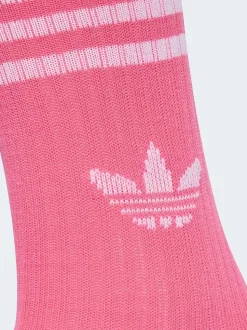 adidas White 6 Pack Kids 3-Stripe Crew Socks 6 Pack