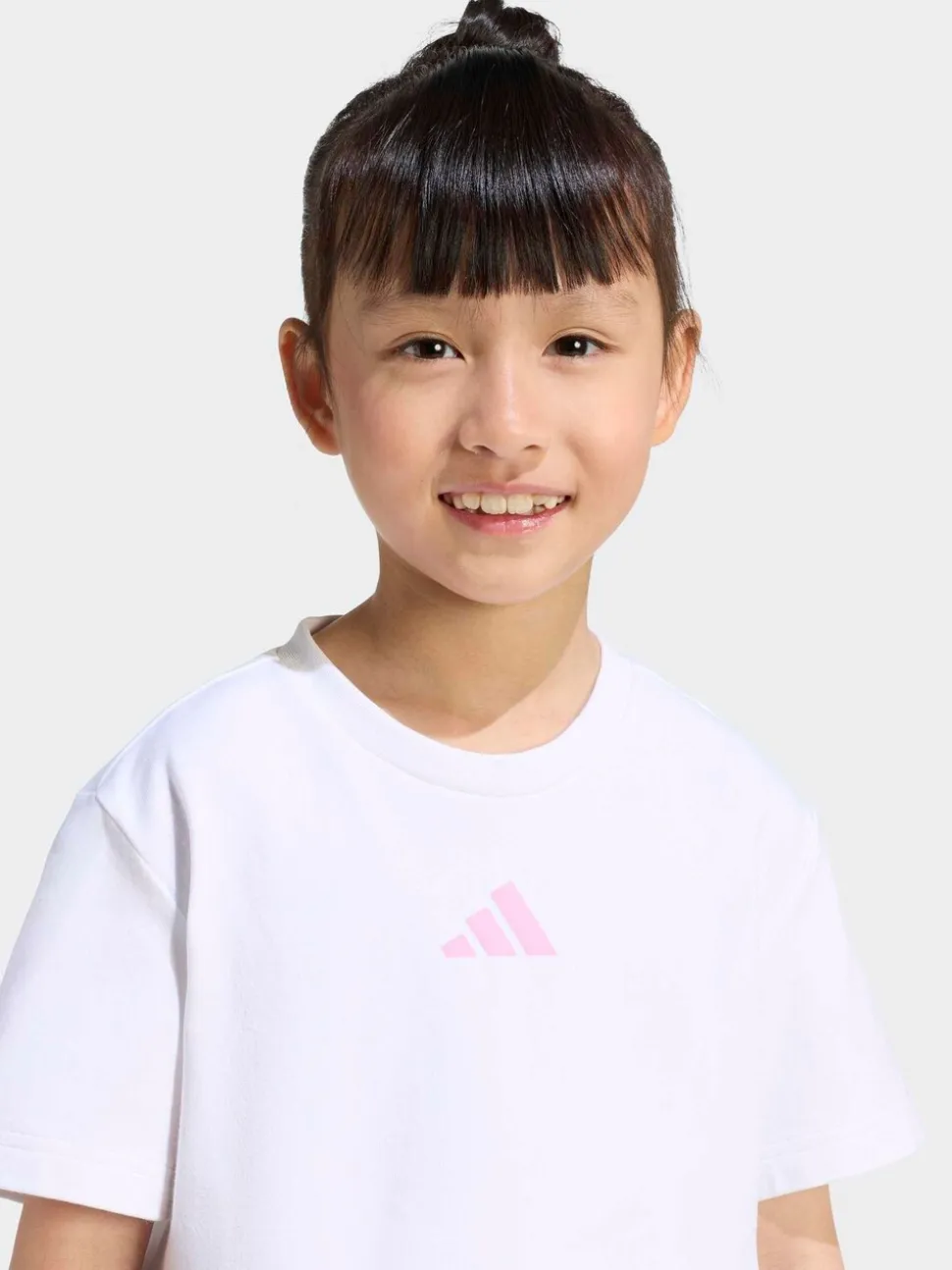 adidas White Peplum T-Shirt and Wide Rib Jogger Little Kids Set