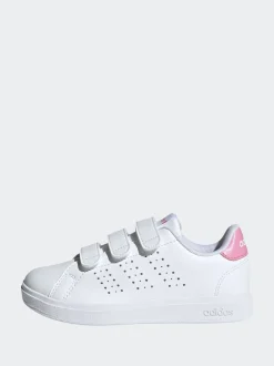adidas White/Pink Advantage Base 2.0 Hook and Loop Kids Trainers