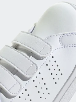 adidas White/Pink Advantage Base 2.0 Hook and Loop Kids Trainers