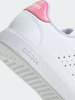 adidas White/Pink Advantage Base 2.0 Hook and Loop Kids Trainers