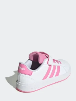 adidas White/Pink Grand Court 2.0 Easy On Kids Trainers