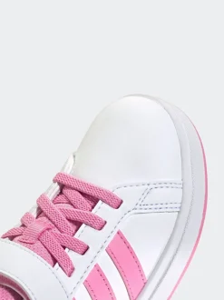 adidas White/Pink Grand Court 2.0 Easy On Kids Trainers
