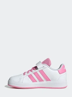 adidas White/Pink Grand Court 2.0 Easy On Kids Trainers