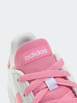 adidas White/Pink Grand Court Lace-Up Kids Trainers