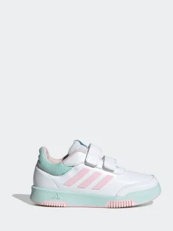 adidas White/Pink/Mint Tensaur Hook and Loop Kids Trainers