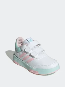 adidas White/Pink/Mint Tensaur Hook and Loop Kids Trainers