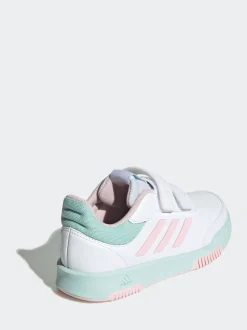 adidas White/Pink/Mint Tensaur Hook and Loop Kids Trainers