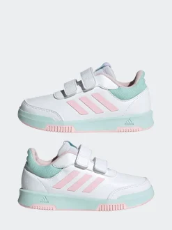 adidas White/Pink/Mint Tensaur Hook and Loop Kids Trainers
