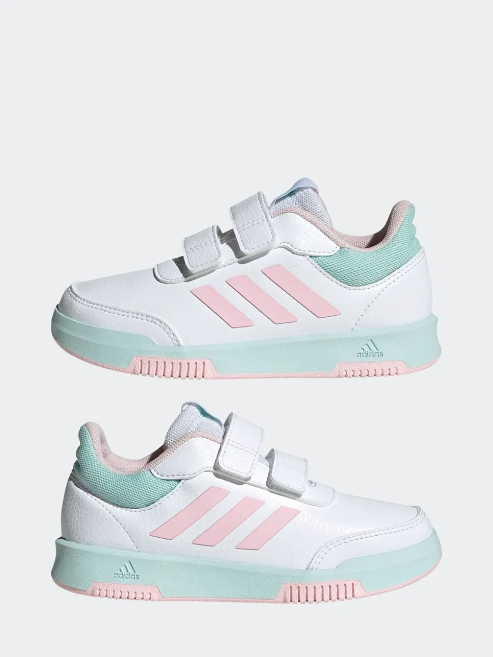 adidas White/Pink/Mint Tensaur Hook and Loop Kids Trainers