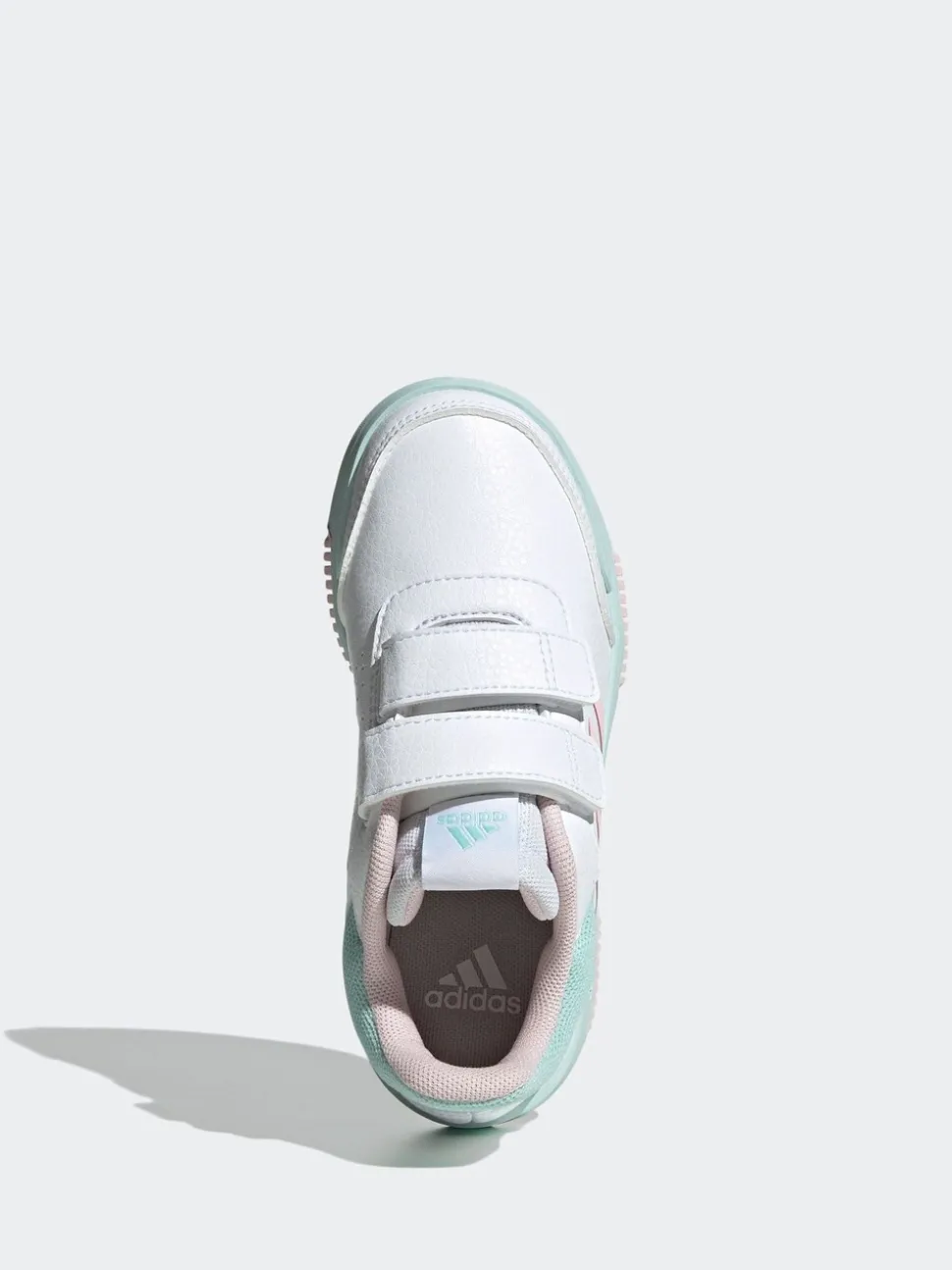 adidas White/Pink/Mint Tensaur Hook and Loop Kids Trainers