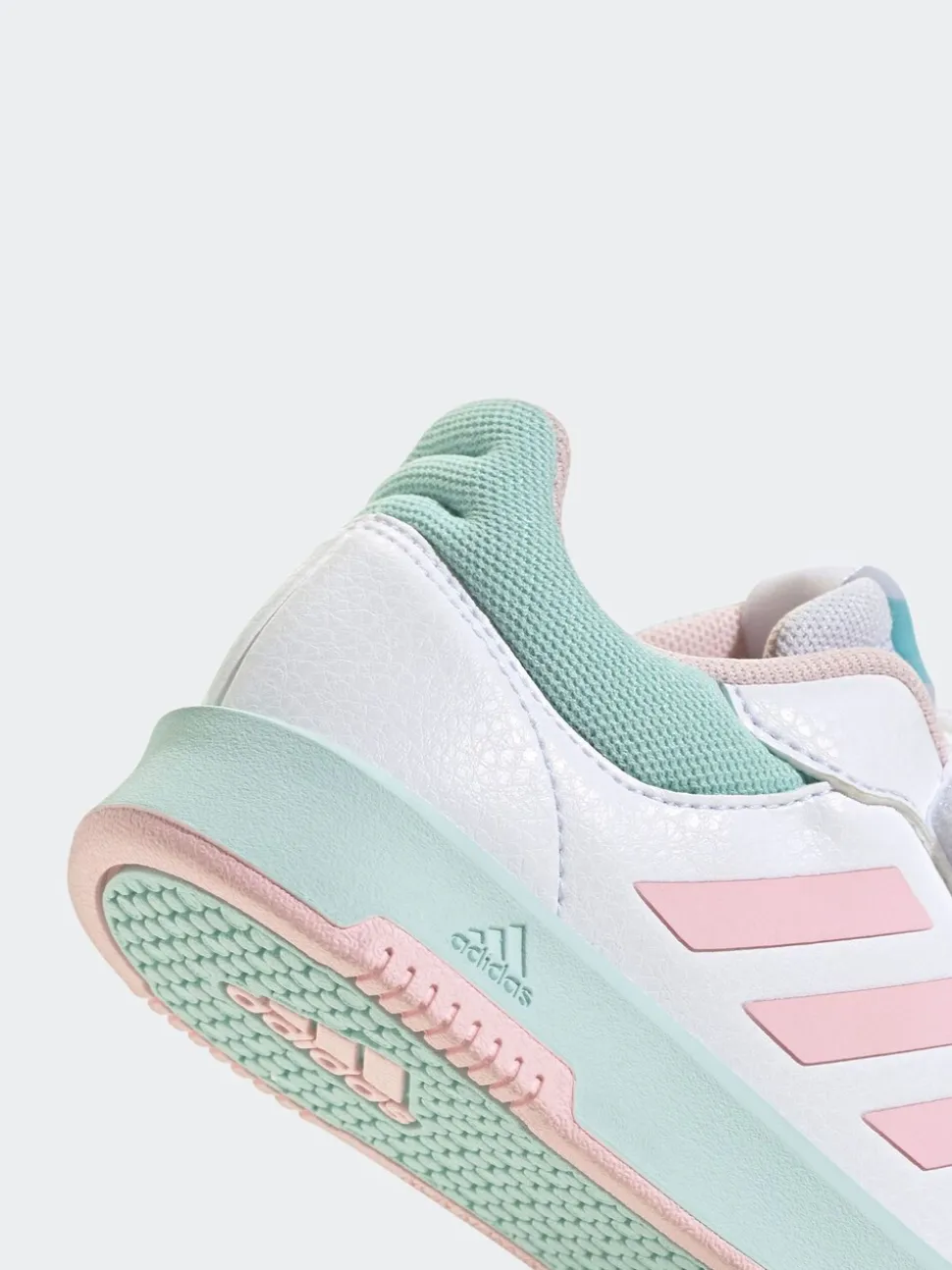 adidas White/Pink/Mint Tensaur Hook and Loop Kids Trainers