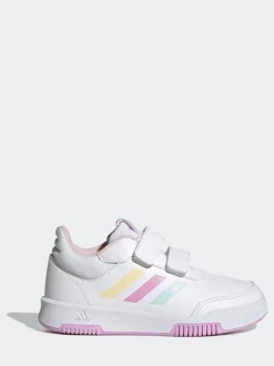 adidas White/Pink/Multi Tensaur Hook and Loop Kids Trainers