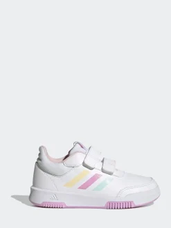 adidas White/Pink/Multi Tensaur Hook and Loop Kids Trainers