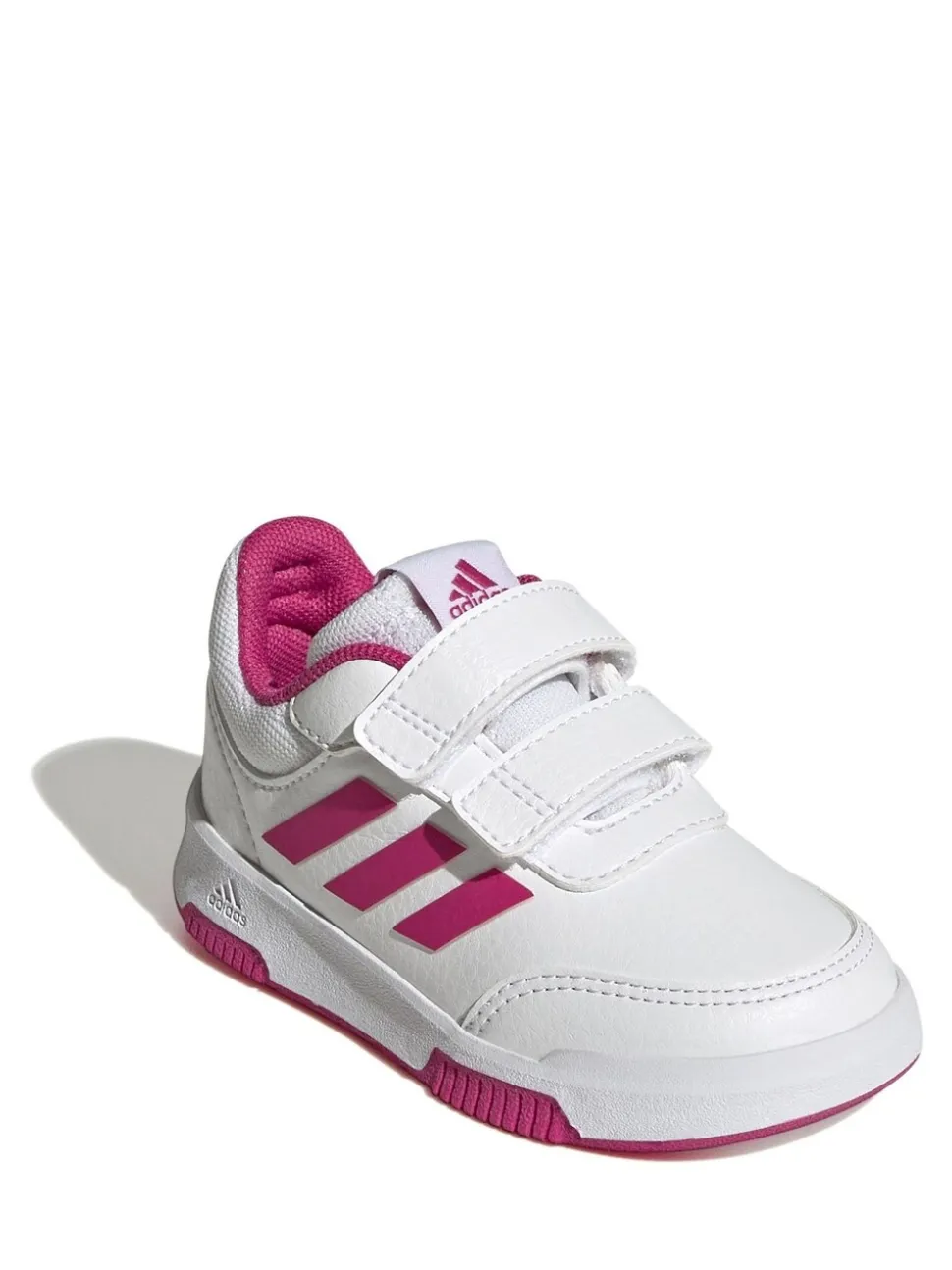 adidas White/Pink Tensaur Hook and Loop Infant Trainers