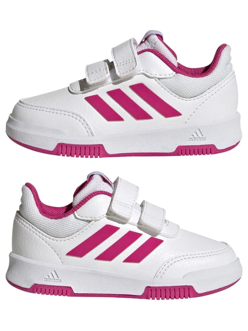 adidas White/Pink Tensaur Hook and Loop Infant Trainers