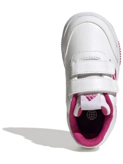 adidas White/Pink Tensaur Hook and Loop Infant Trainers