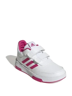 adidas White/Pink Tensaur Hook and Loop Kids Trainers