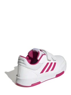 adidas White/Pink Tensaur Hook and Loop Kids Trainers