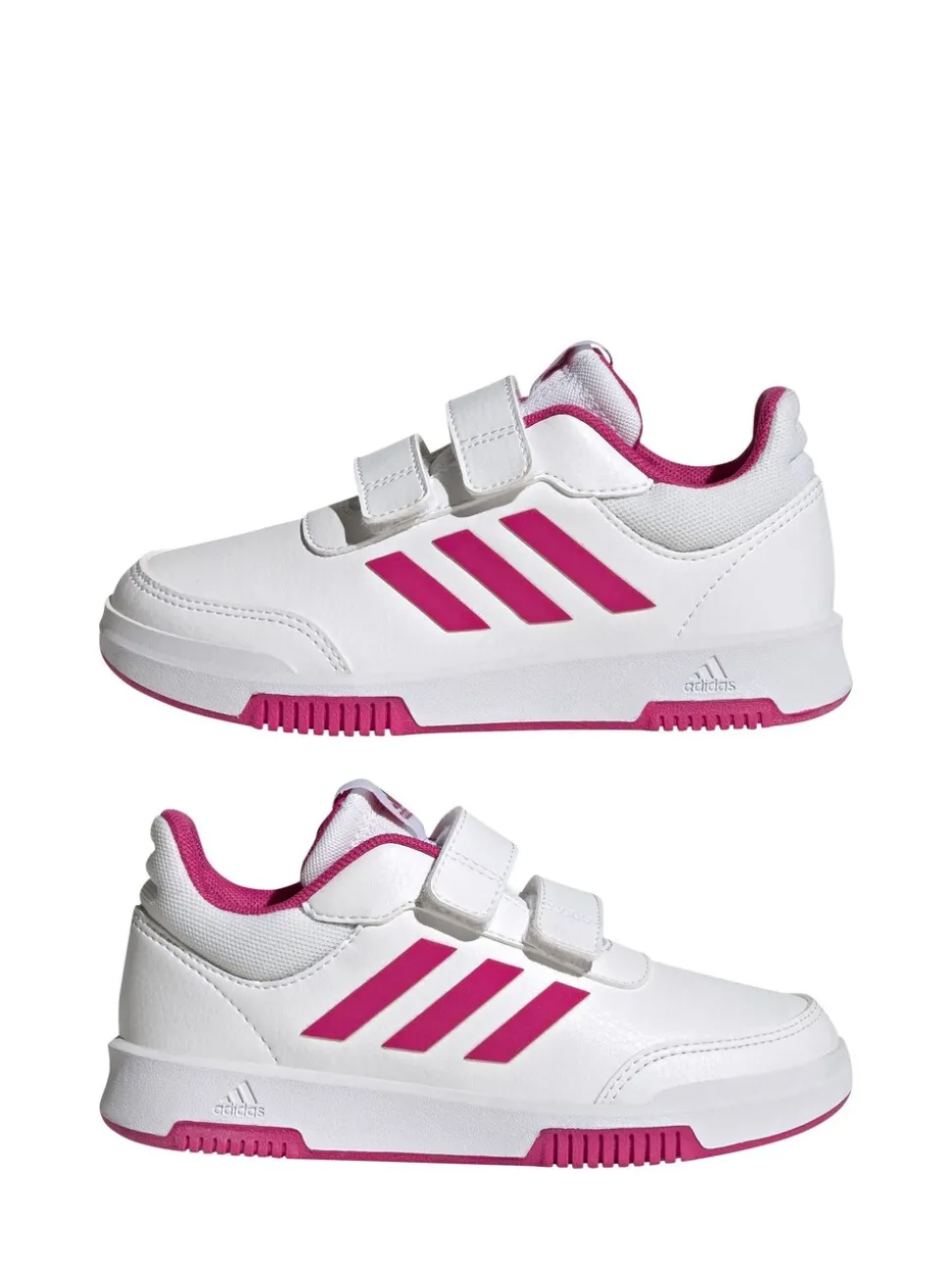 adidas White/Pink Tensaur Hook and Loop Kids Trainers