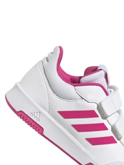 adidas White/Pink Tensaur Hook and Loop Kids Trainers