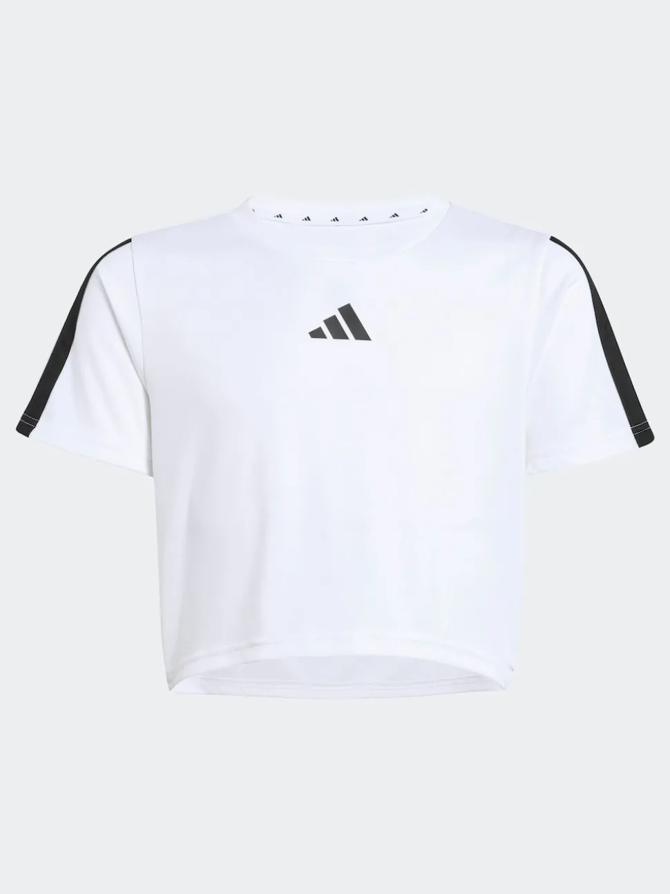 adidas White Train Essentials 3-Stripes T-Shirt and Bike Short Set Kids