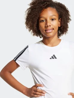 adidas White Training Essentials 3-Stripes Kids T-Shirt