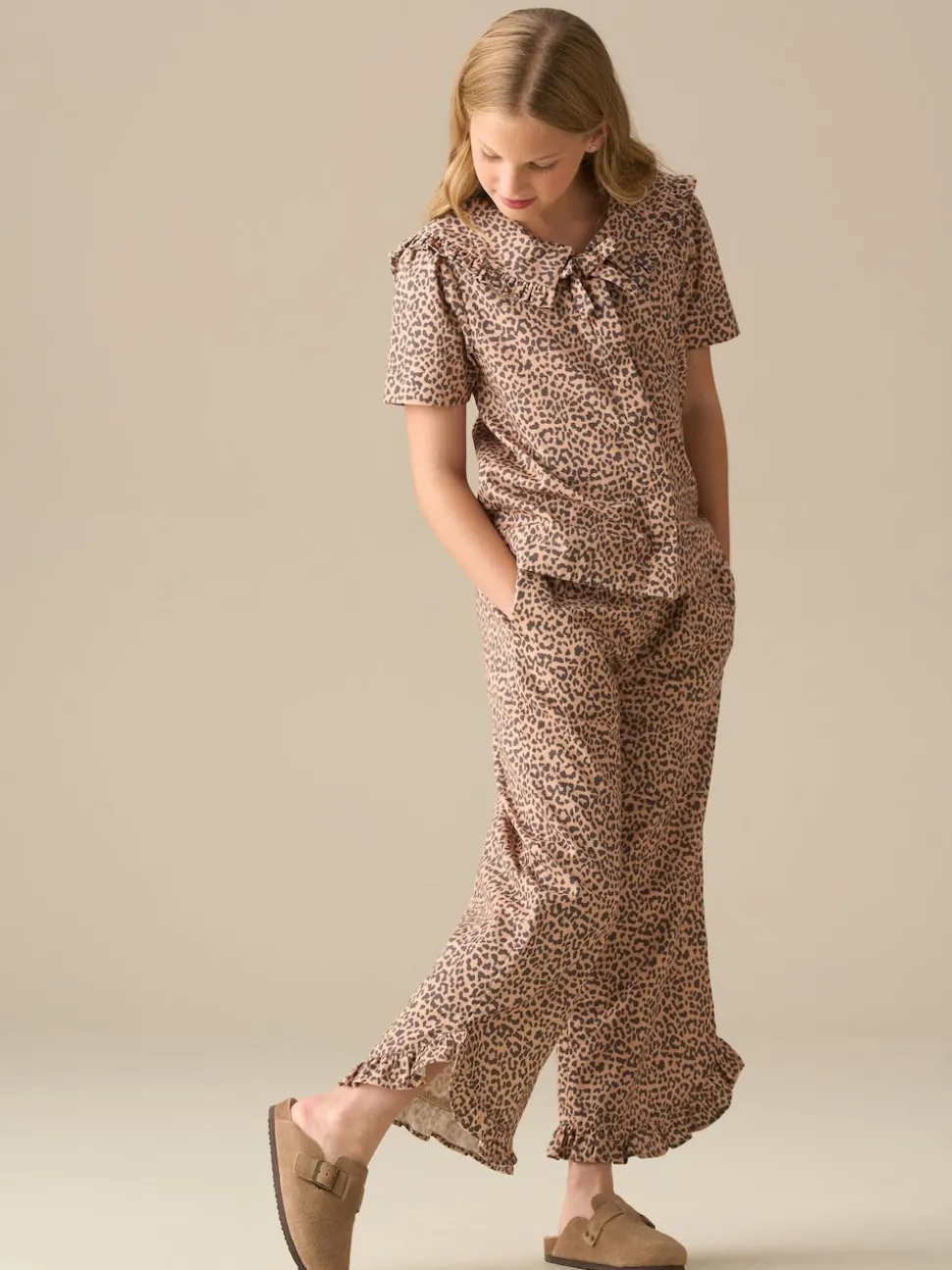 Angel & Rocket Animal Erika Leopard Frill Hem Trousers