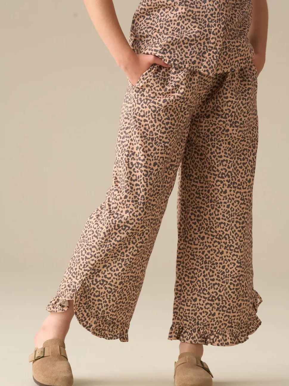 Angel & Rocket Animal Erika Leopard Frill Hem Trousers