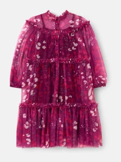 Angel & Rocket Baby Pink Cara Printed Swing Mesh Dress