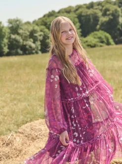 Angel & Rocket Baby Pink Cara Printed Swing Mesh Dress