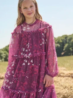 Angel & Rocket Baby Pink Cara Printed Swing Mesh Dress