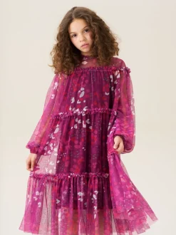 Angel & Rocket Baby Pink Cara Printed Swing Mesh Dress