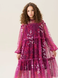Angel & Rocket Baby Pink Cara Printed Swing Mesh Dress