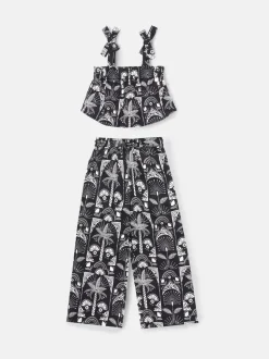 Angel & Rocket Black Amie Monochrome Palm Print Top & Jogger Set