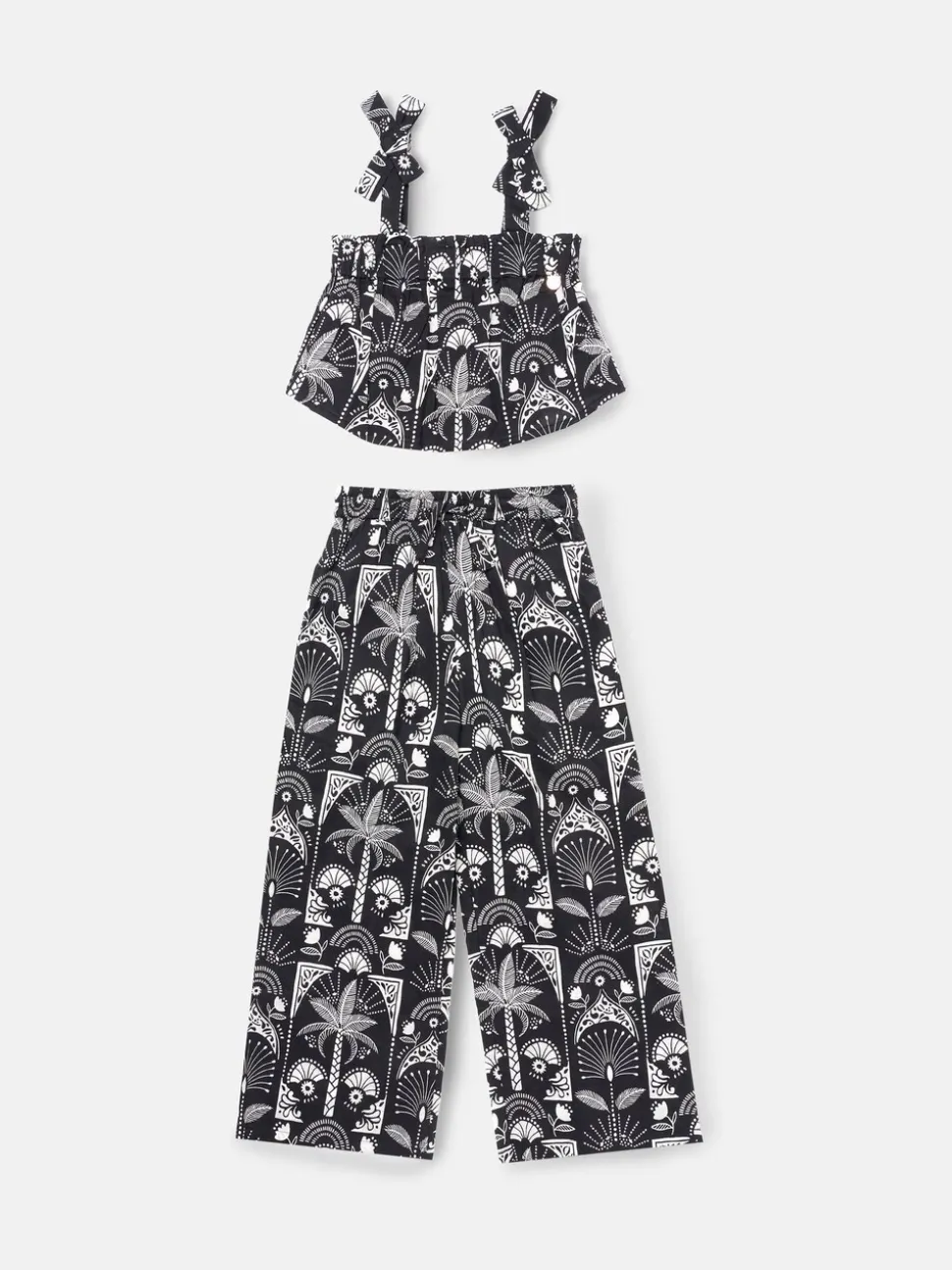 Angel & Rocket Black Amie Monochrome Palm Print Top & Jogger Set
