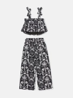 Angel & Rocket Black Amie Monochrome Palm Print Top & Jogger Set