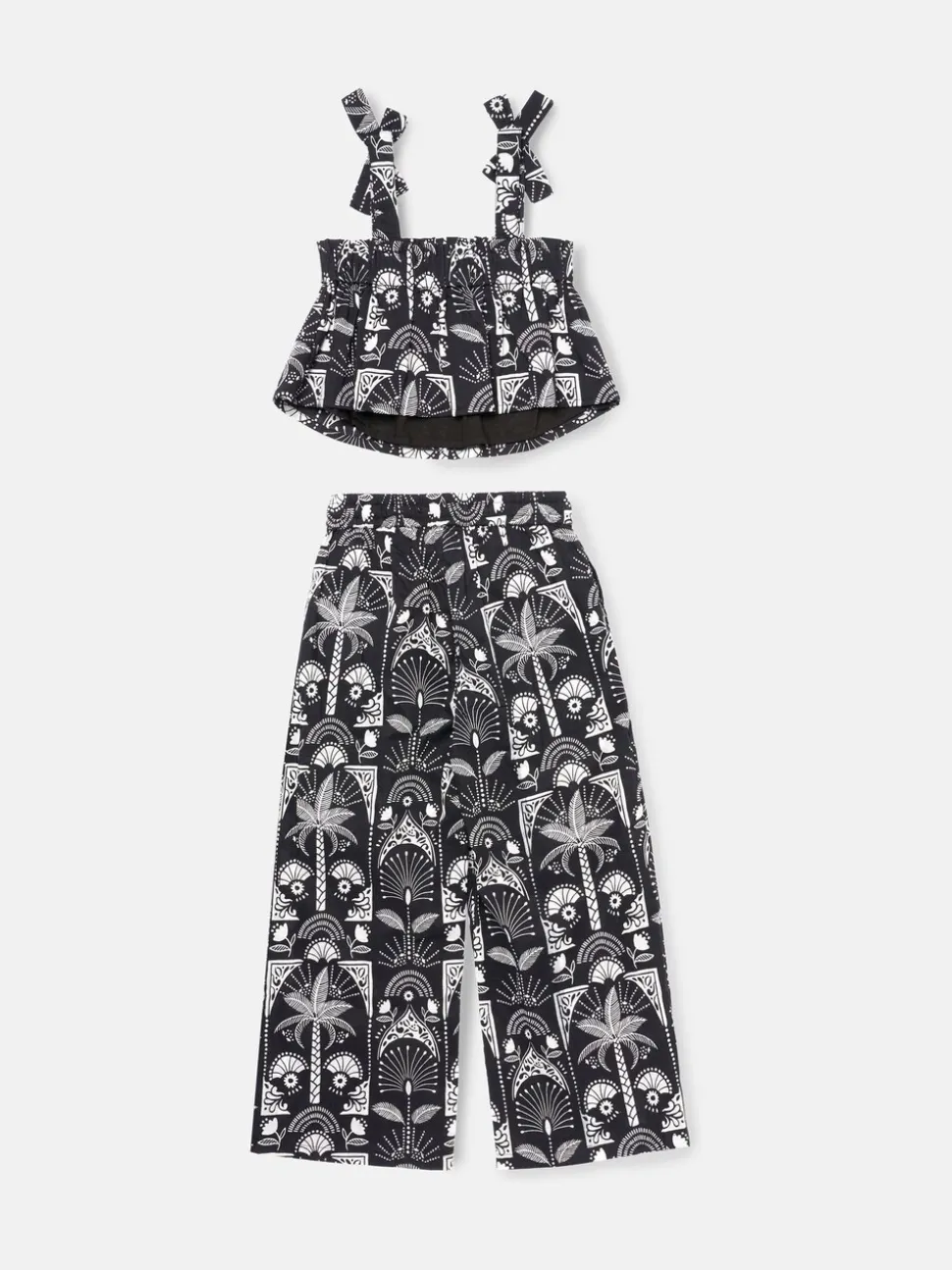Angel & Rocket Black Amie Monochrome Palm Print Top & Jogger Set