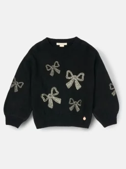 Angel & Rocket Black Anna Sequin Bow Jumper