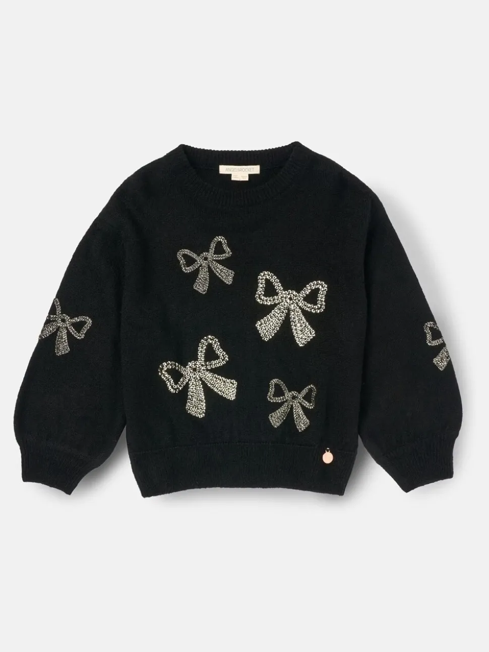 Angel & Rocket Black Anna Sequin Bow Jumper