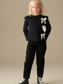 Angel & Rocket Black Aylie Beaded Barrel Leg Jeans