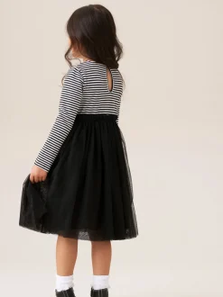 Angel & Rocket Black Carrie Stripe Mesh Skirt Dress