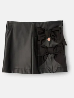 Angel & Rocket Black Danni Side Bow Faux Leather Skort